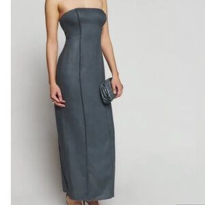 Reformation Gray Strapless Sheath Dress Cocktail